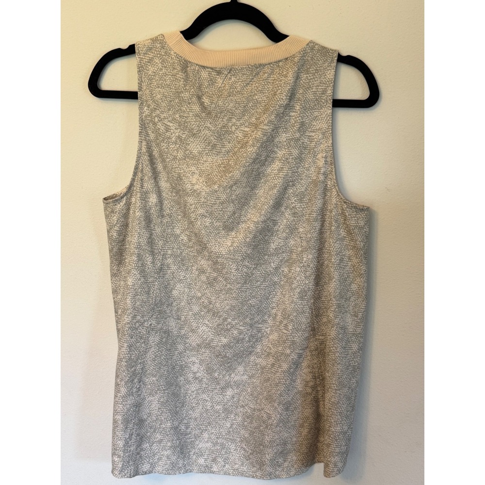 Athleta Womens Grey White Abstract Print Active Tank Top Medium Ribbed Neck - Picture 3 of 5